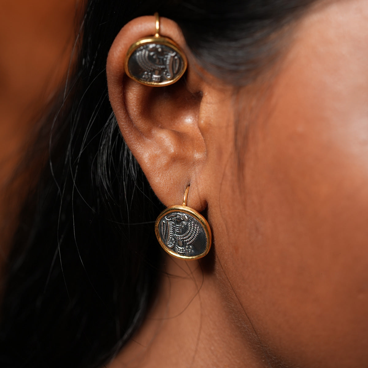 Gajapati Silver Ear-clip/ Bugadi by MOHA