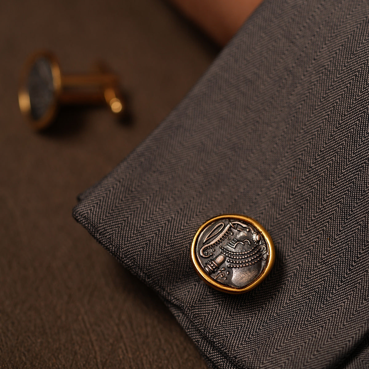 Gajapati Silver Cufflinks by MOHA