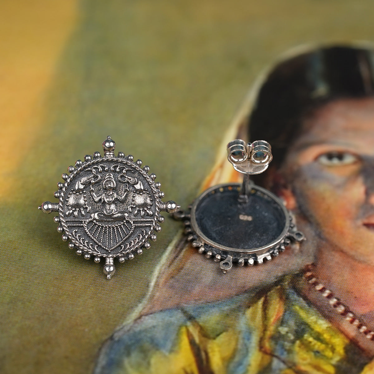 Gajalaxmi Silver Earrings by MOHA