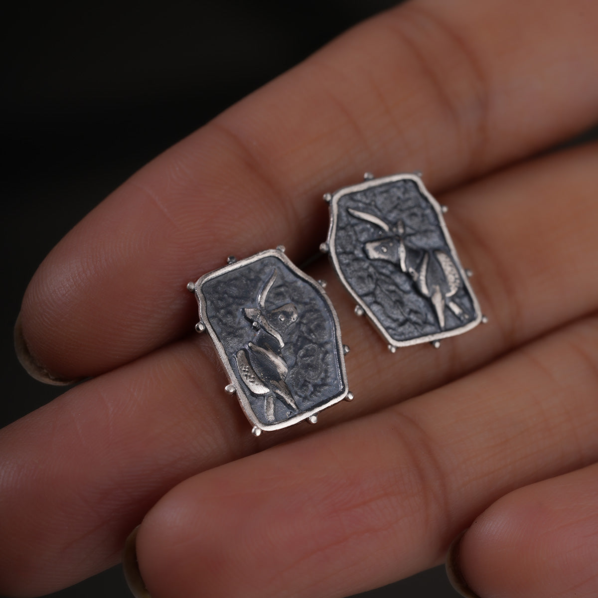 Indus Unicorn Silver Earrings (without Frame) by MOHA