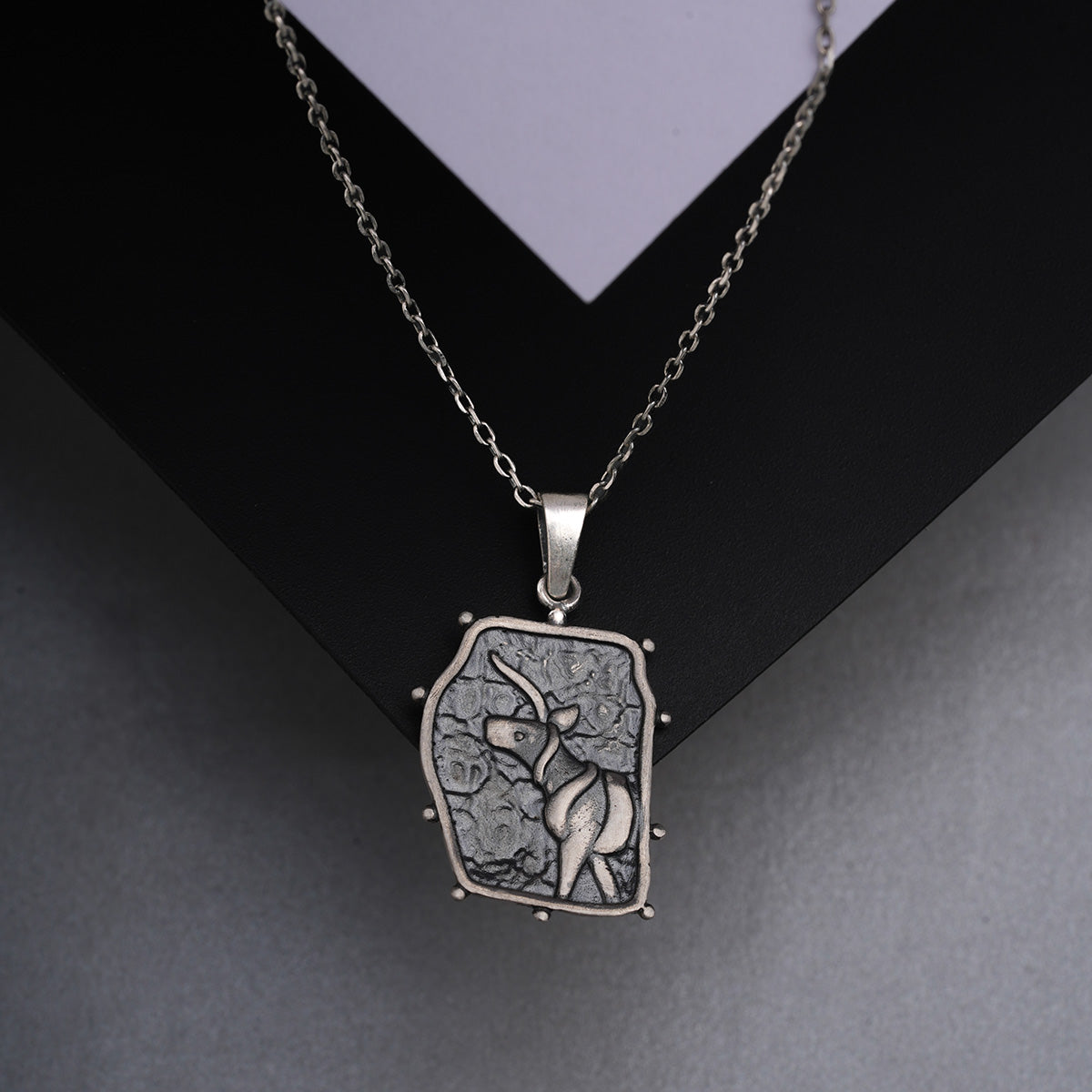 Indus Unicorn Silver Pendant with Chain (without Frame) by MOHA