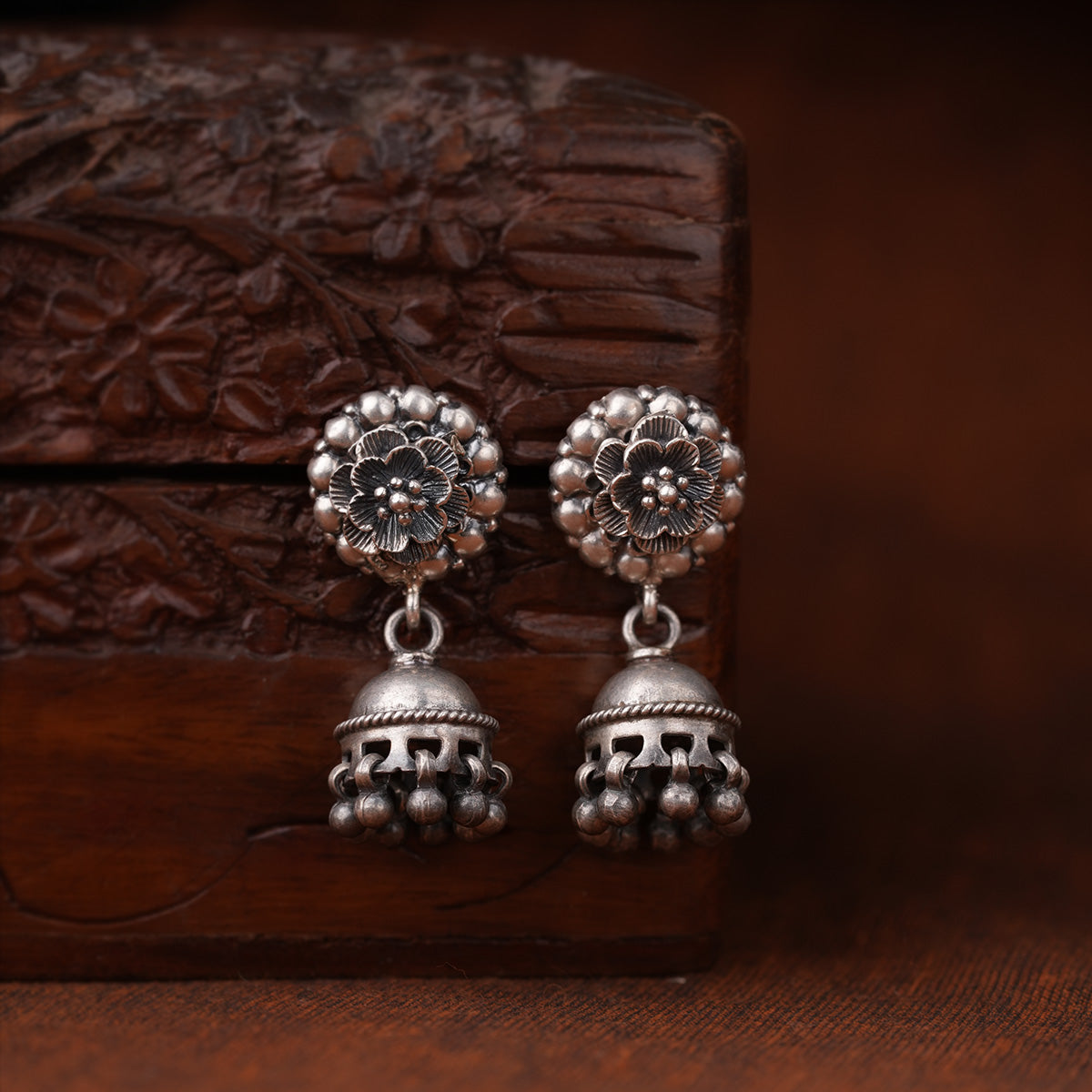 Pushp Silver Jhumki by MOHA