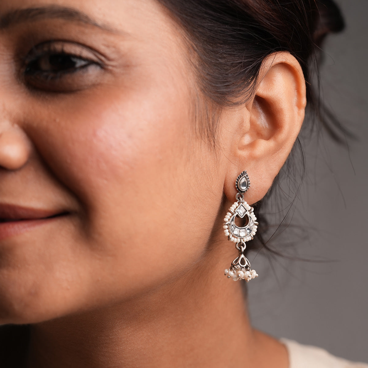 Moti Chand Silver Jhumki by MOHA