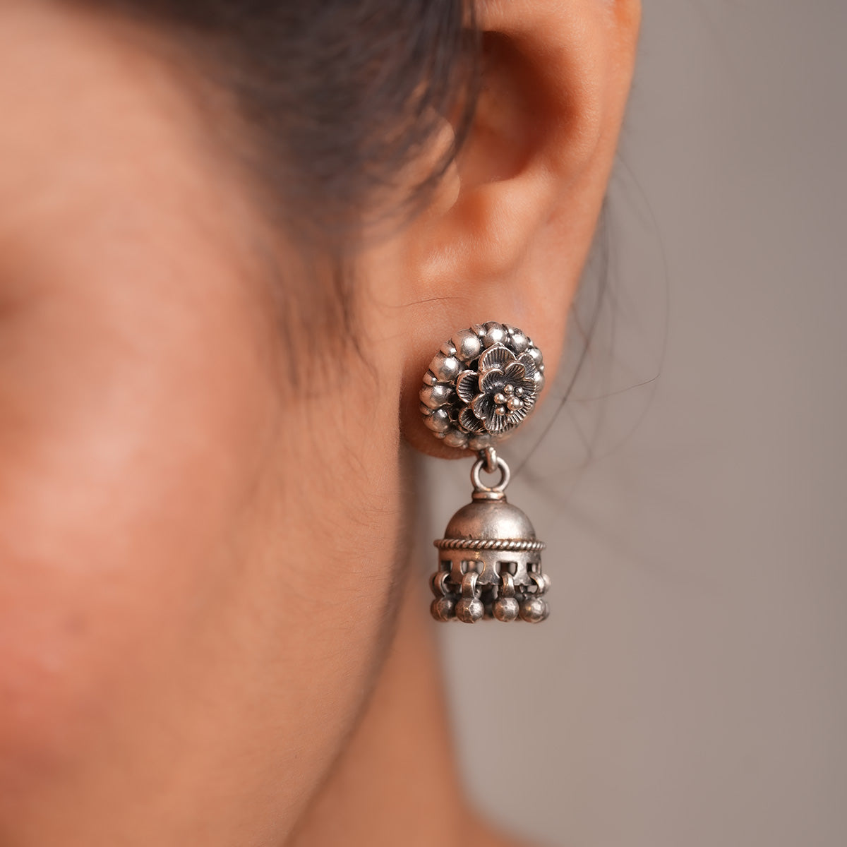 Pushp Silver Jhumki by MOHA