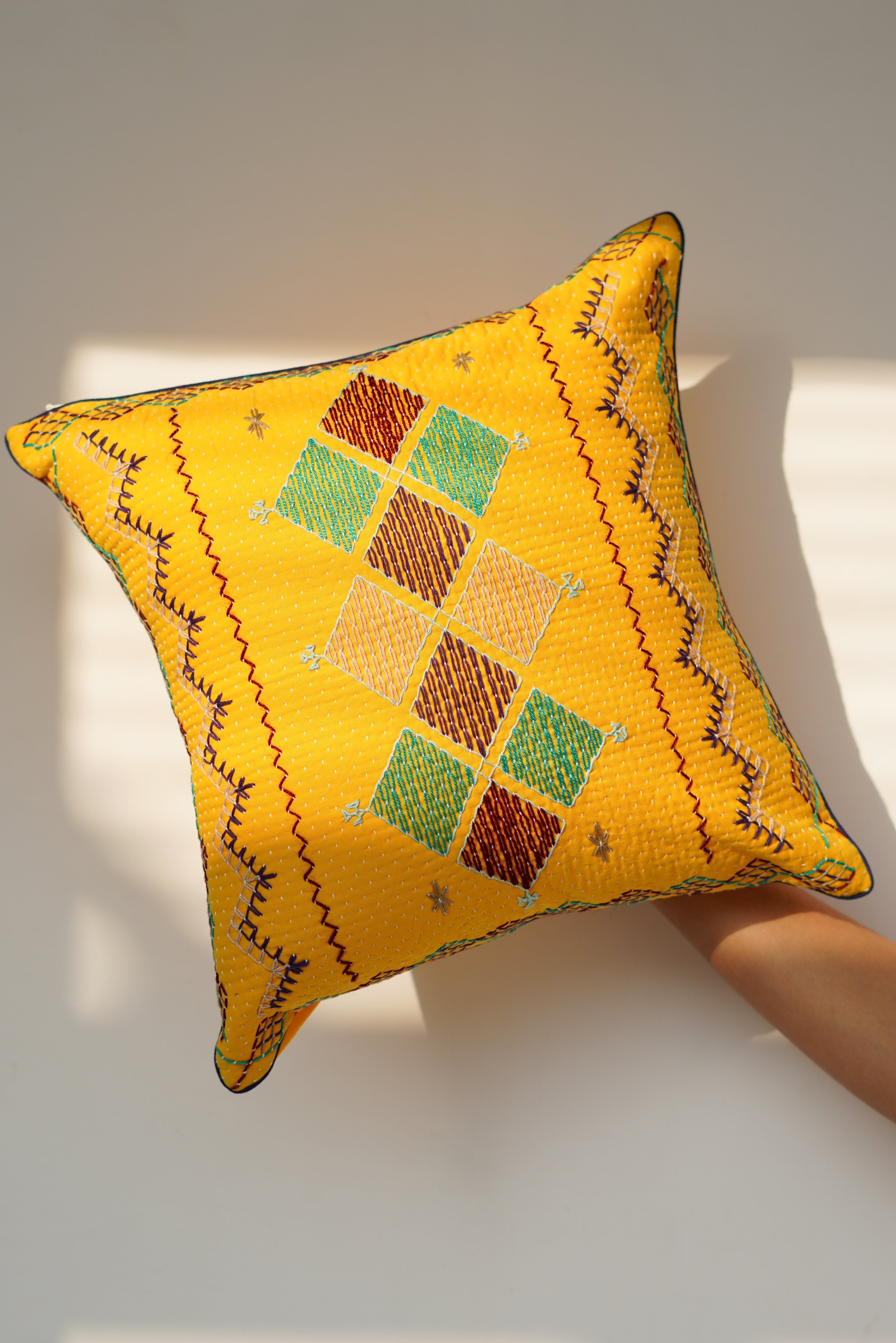 Banana cushion Cover (yellow) by Kalbelia