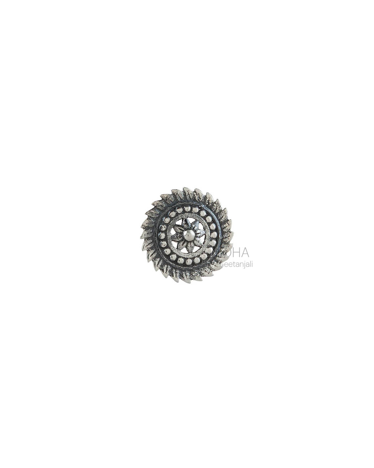 Delicate Floral Circle Silver Nose Pin by MOHA