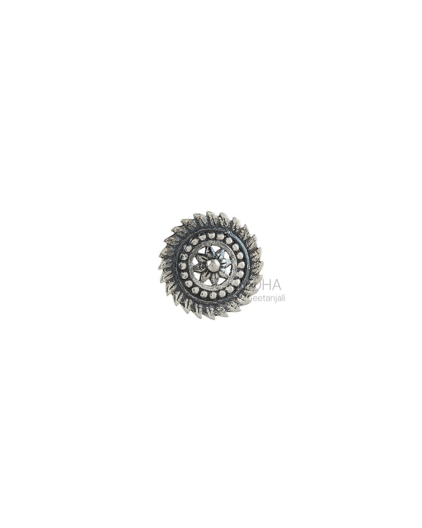 Delicate Floral Circle Silver Nose Pin - Pierced by MOHA