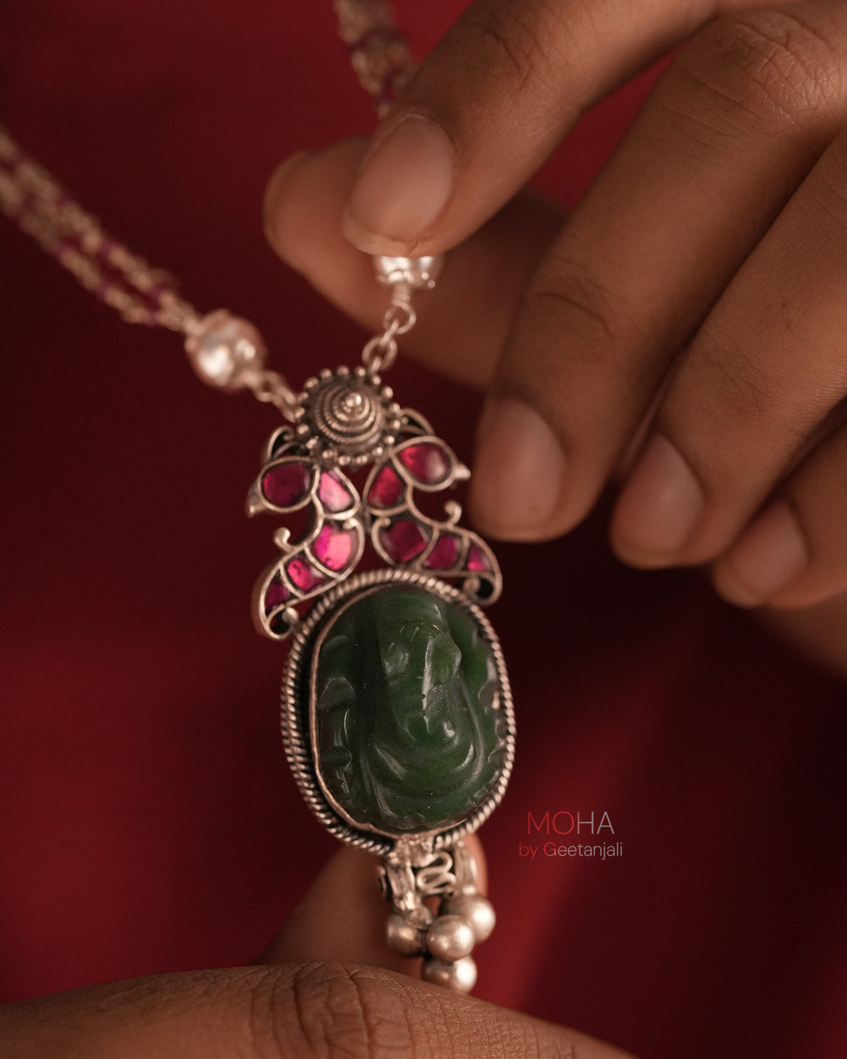 Divya Ganesha Silver Pendant with Chain by MOHA