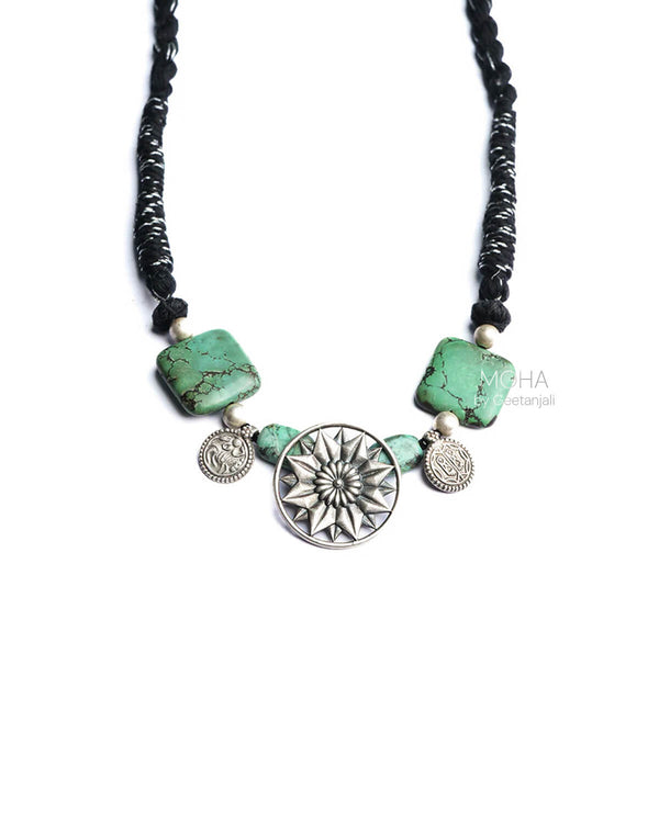 Droma Turquoise Silver Necklace by MOHA