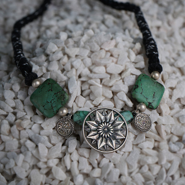 Droma Turquoise Silver Necklace by MOHA