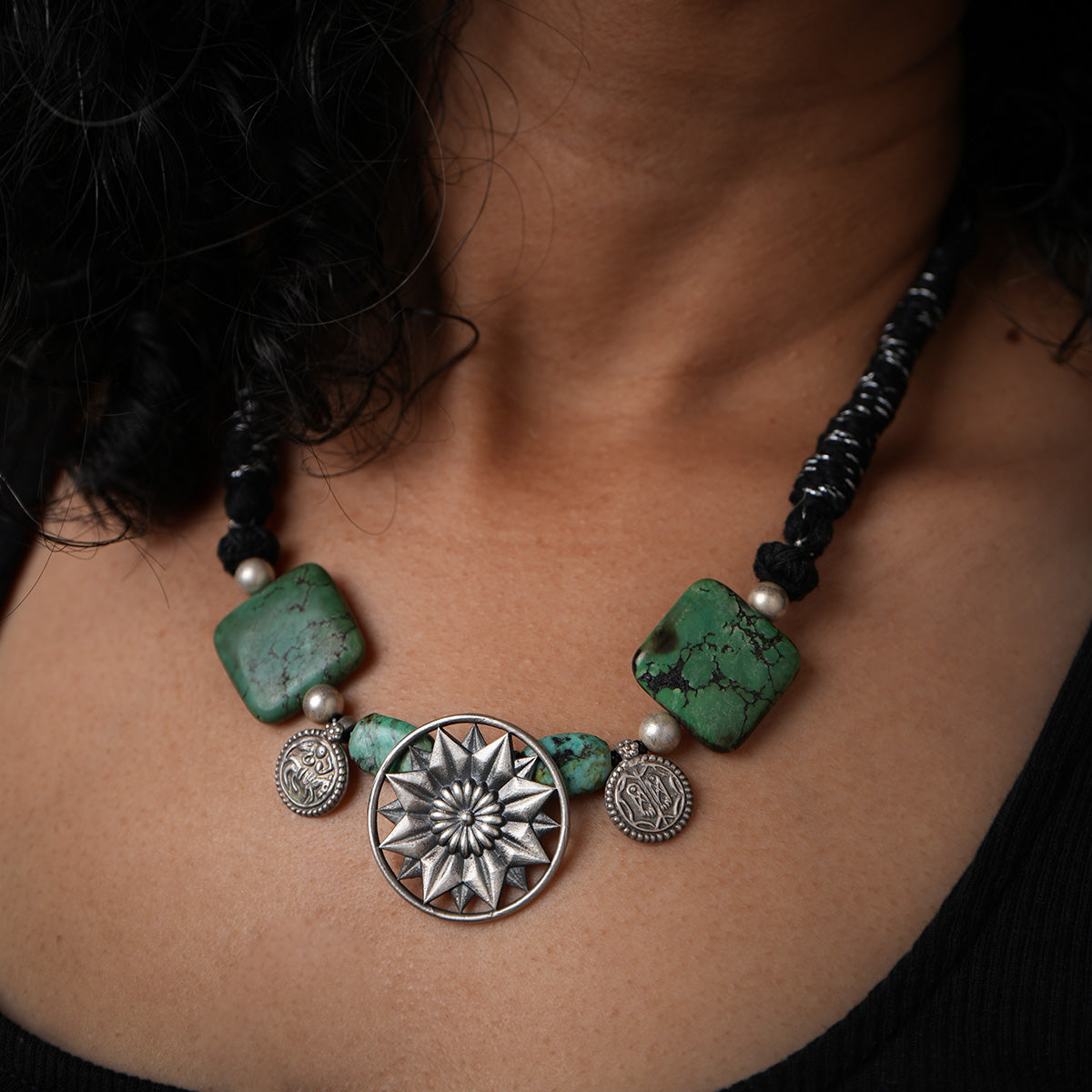 droma turquoise silver necklace by moha