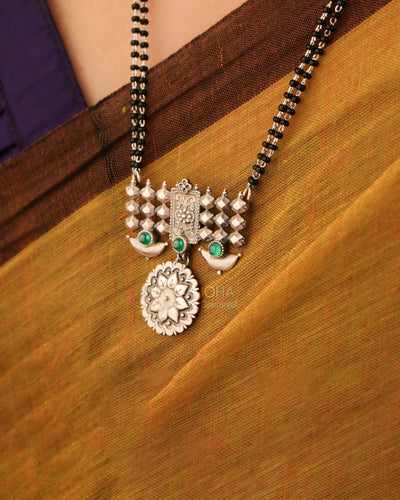 Dulari Silver Mangalsutra [Green] by MOHA