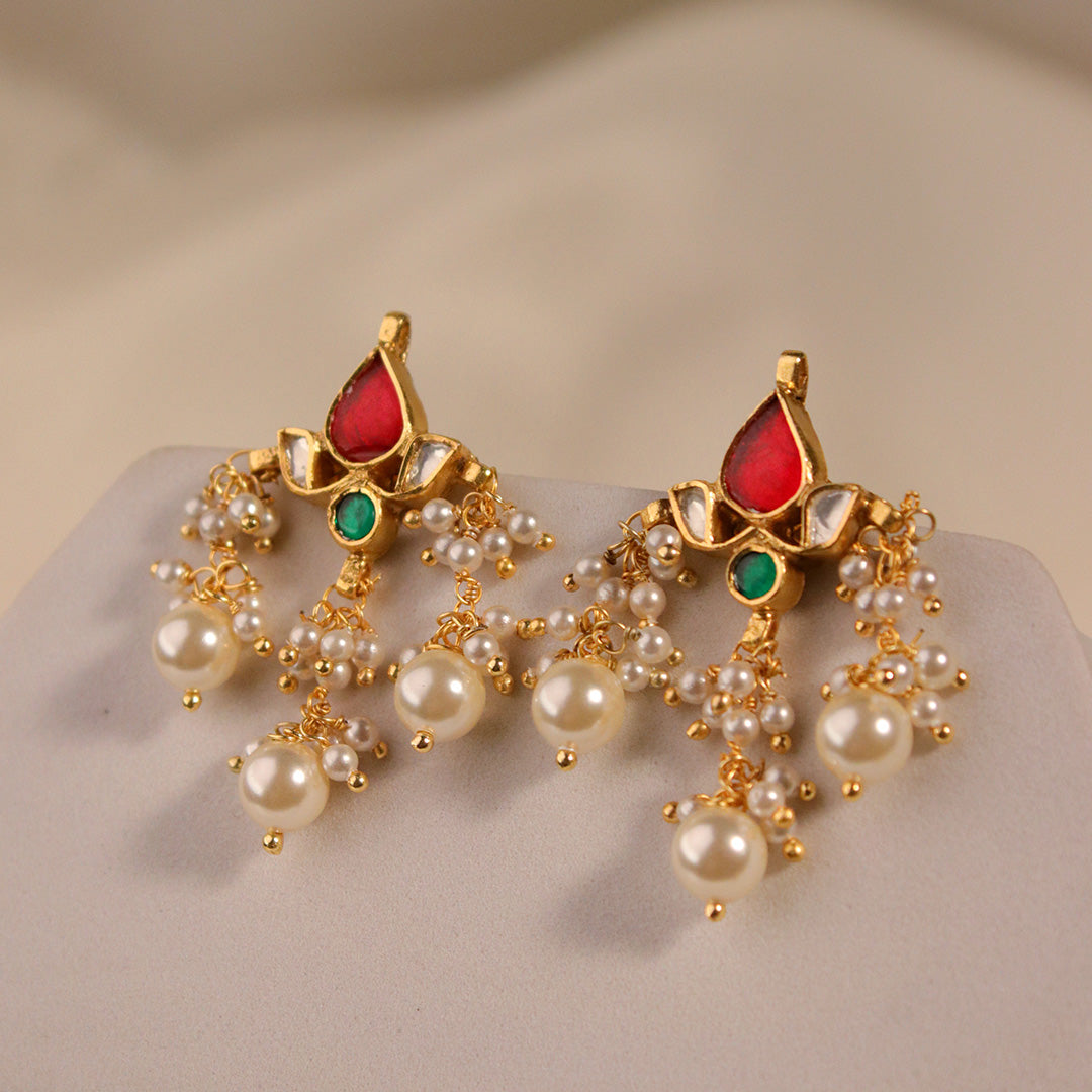 Vasant Multi Gemstone Gold and Pearl Earrings – Timeless Indian Jewelry |  Aurus