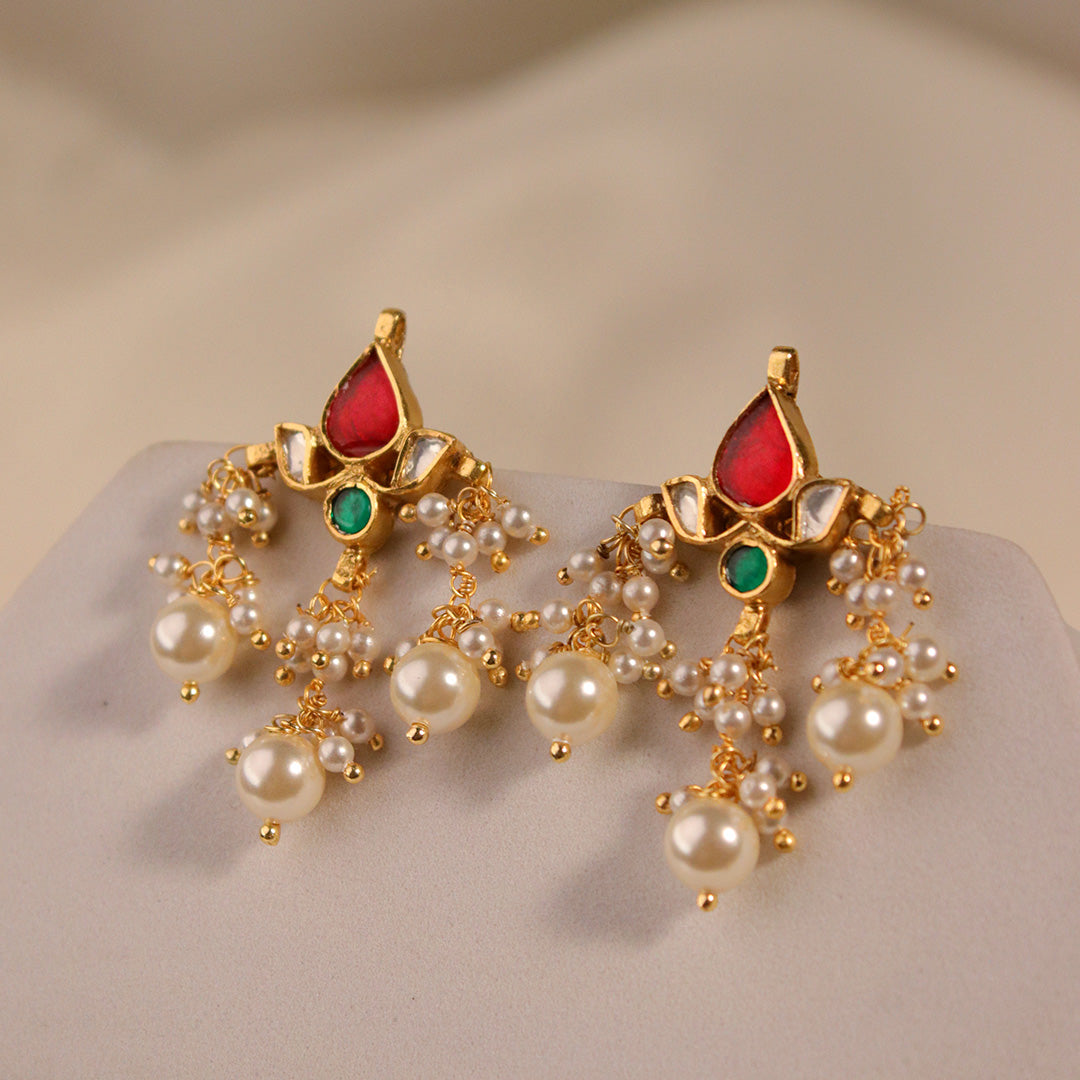 Moti Padma Silver Earrings By MOHA