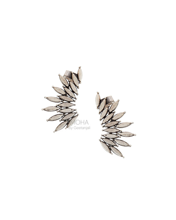Elliptical Leaf Silver Ear Cuffs by MOHA