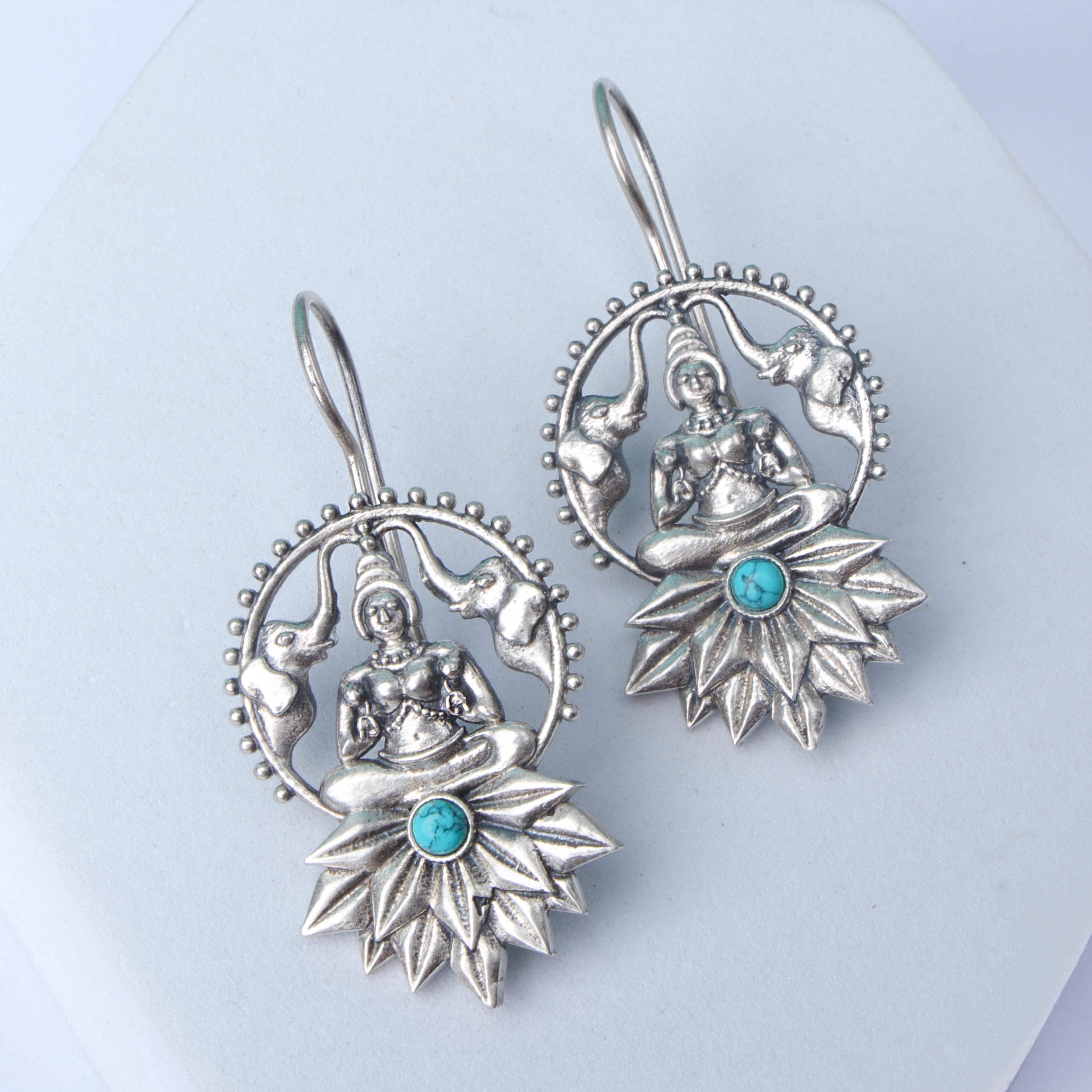 Padmalakshmi Silver Earrings/Bugadi by MOHA