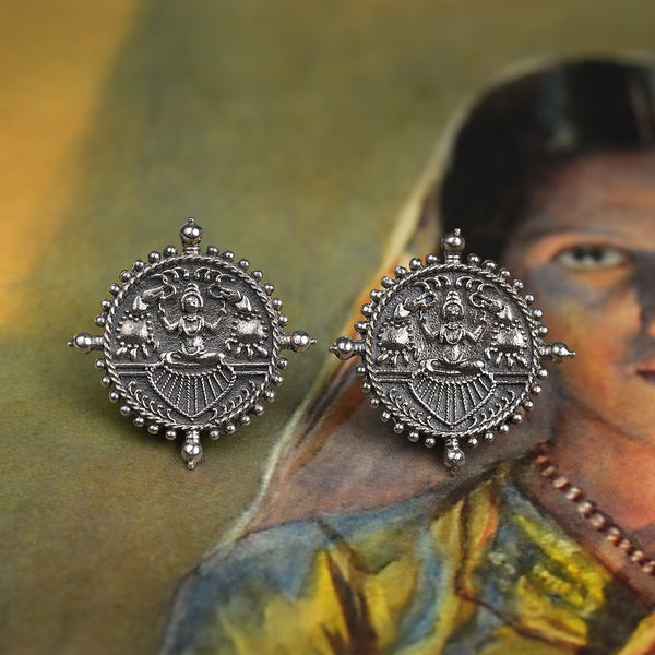 Gajalaxmi Silver Stud Earrings by MOHA