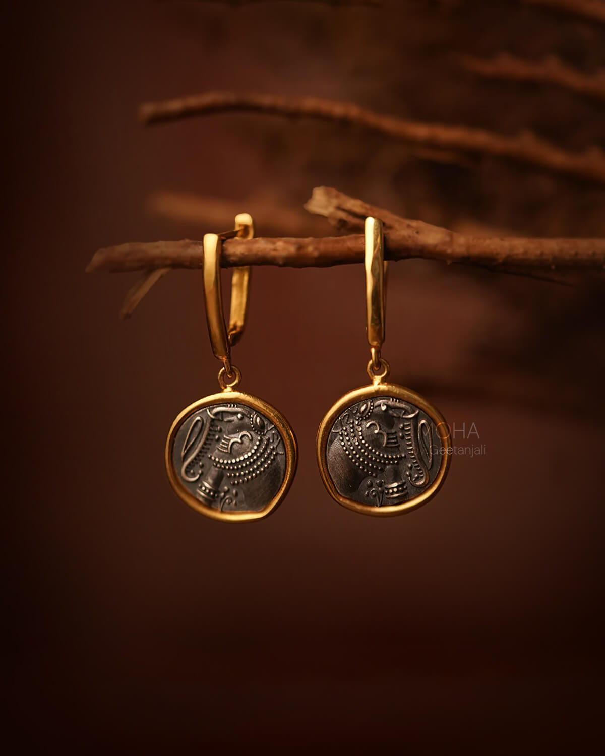 Gajapati Silver Earring Dual Toned by MOHA