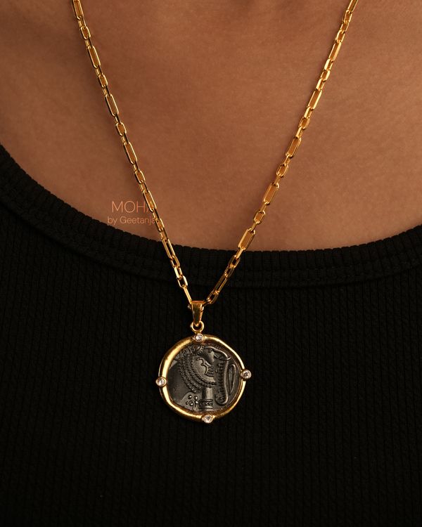 Gajapati Silver Pendant with Chain Dual Toned by MOHA