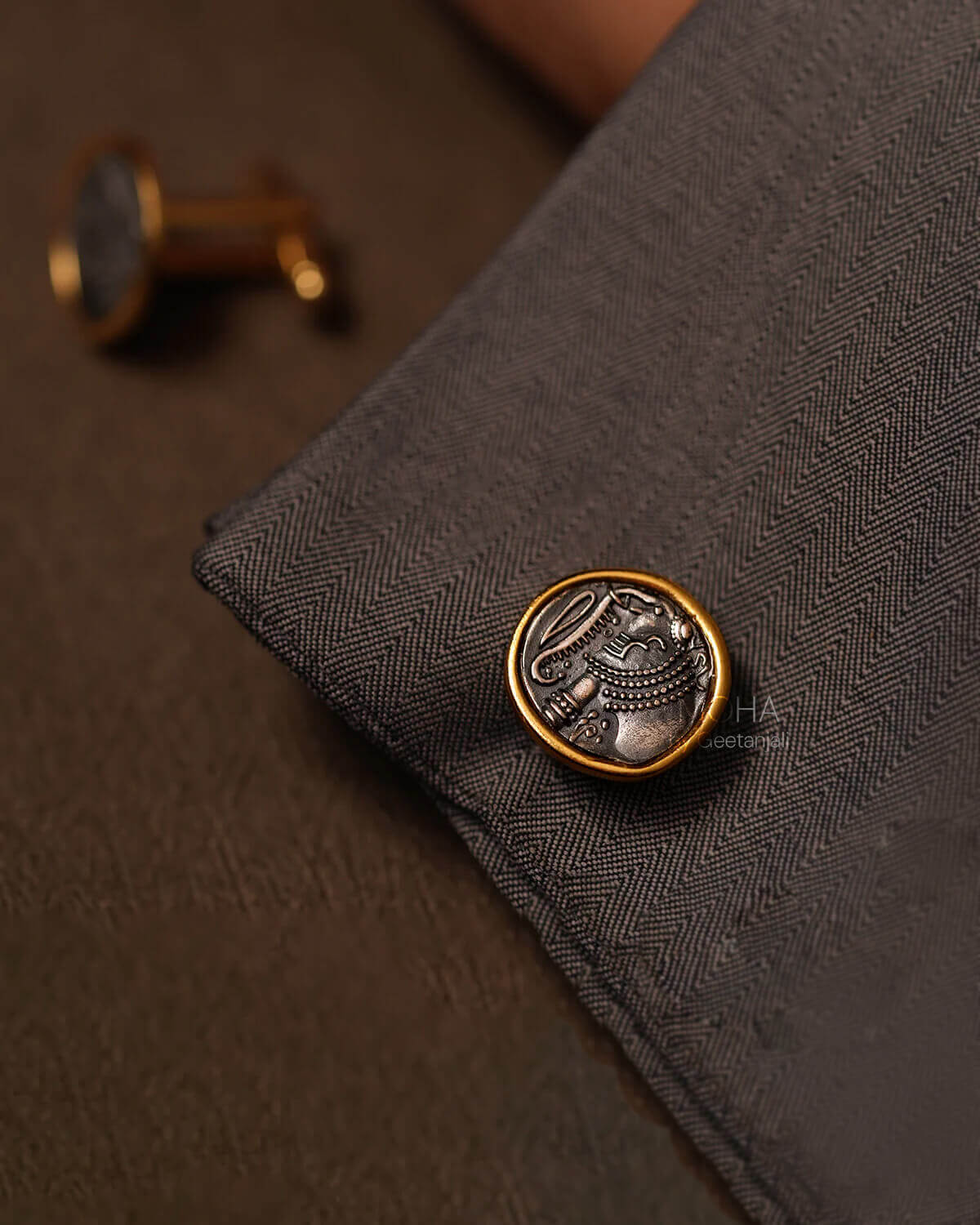 Gajapati Silver Cufflinks by MOHA