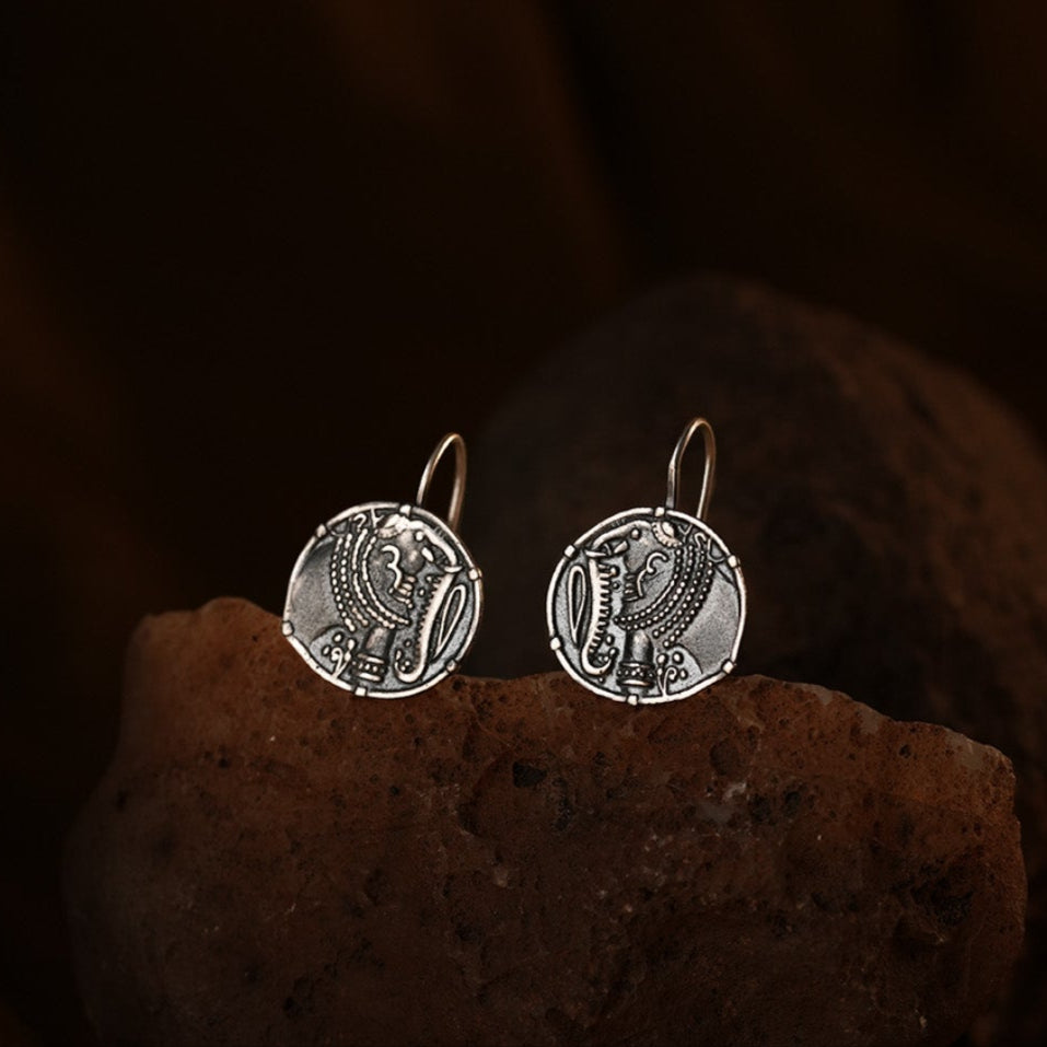 gajapati silver dangle earrings ear clip by moha