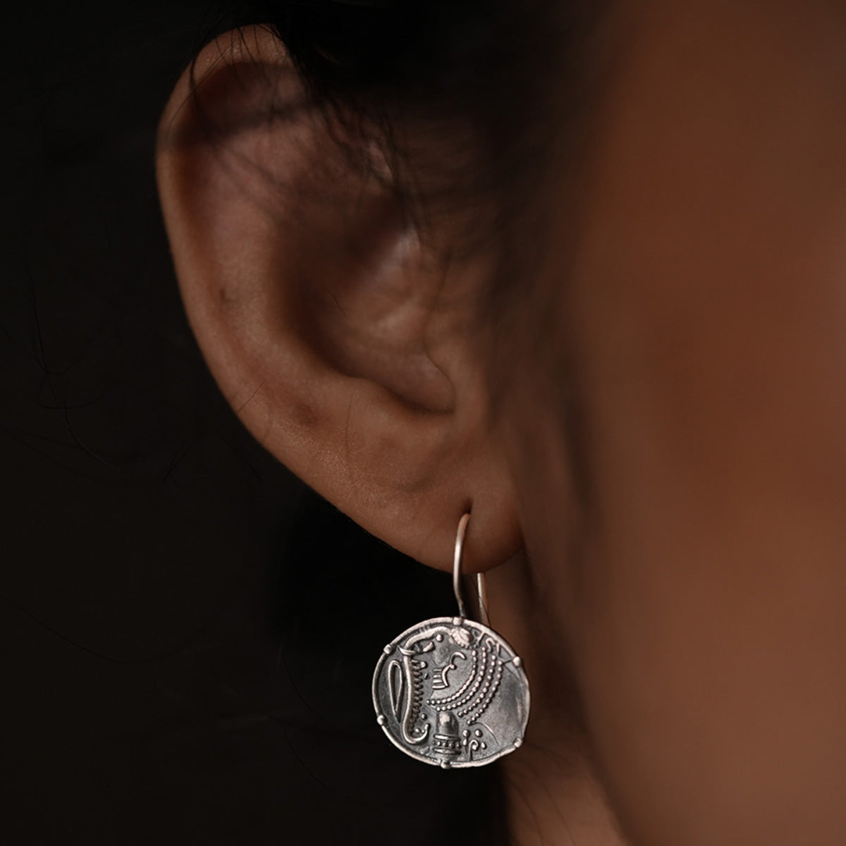 gajapati silver dangle earrings ear clip by moha