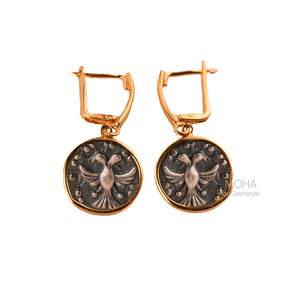 Gandaberunda Silver Earrings Dual Toned by MOHA