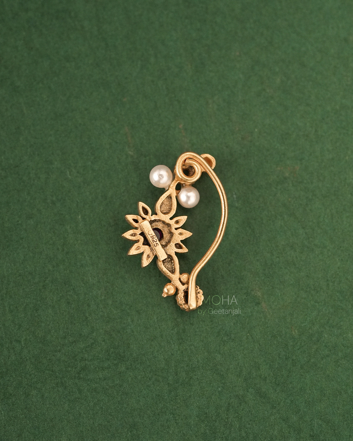 Gul Silver Nath Gold Plated (Clip on, Left) by MOHA