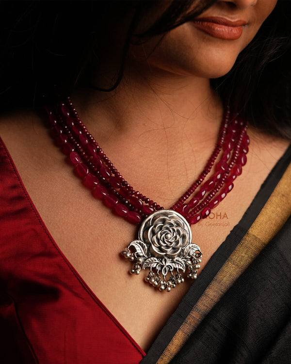 Gulaab Silver Necklace by MOHA