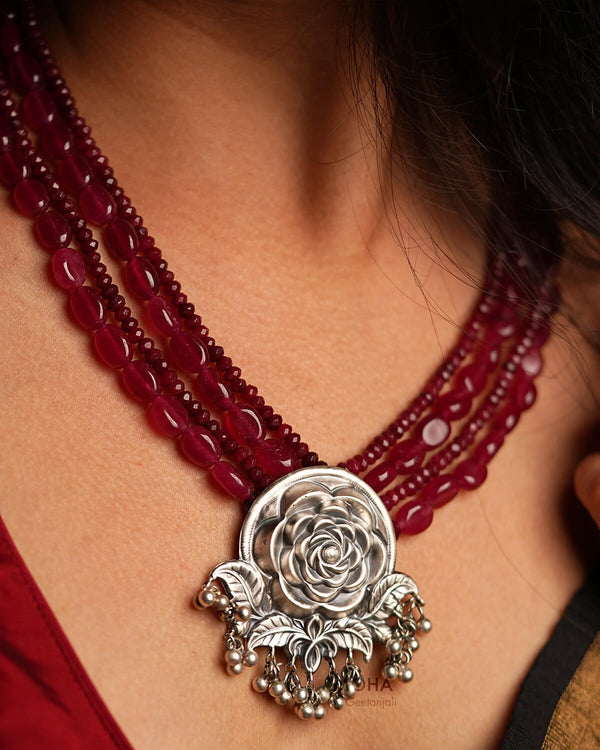 Gulaab Silver Necklace by MOHA