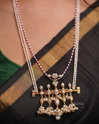 Gulabi Moti Tanmani Necklace by MOHA (Gold Plated)