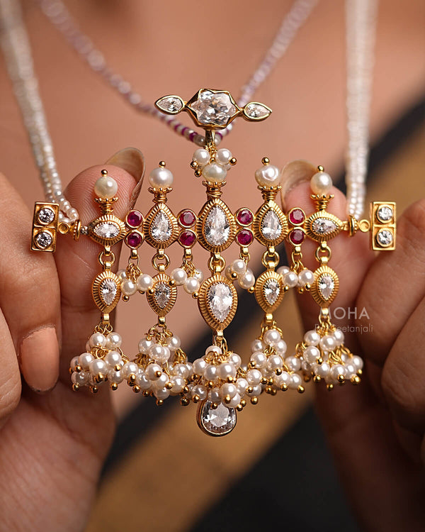 Gulabi Moti Tanmani Necklace by MOHA (Gold Plated)