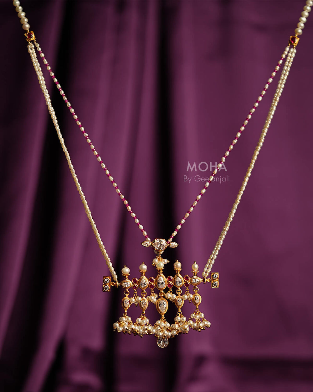 Gulabi Moti Tanmani Necklace by MOHA (Gold Plated)