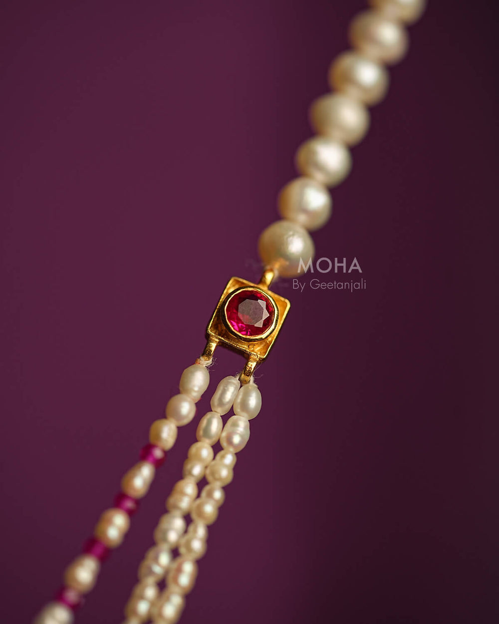 Gulabi Moti Tanmani Necklace by MOHA (Gold Plated)