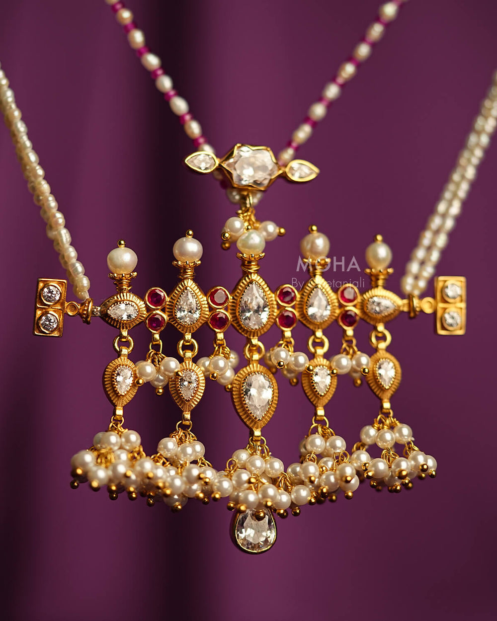 Gulabi Moti Tanmani Necklace by MOHA (Gold Plated)