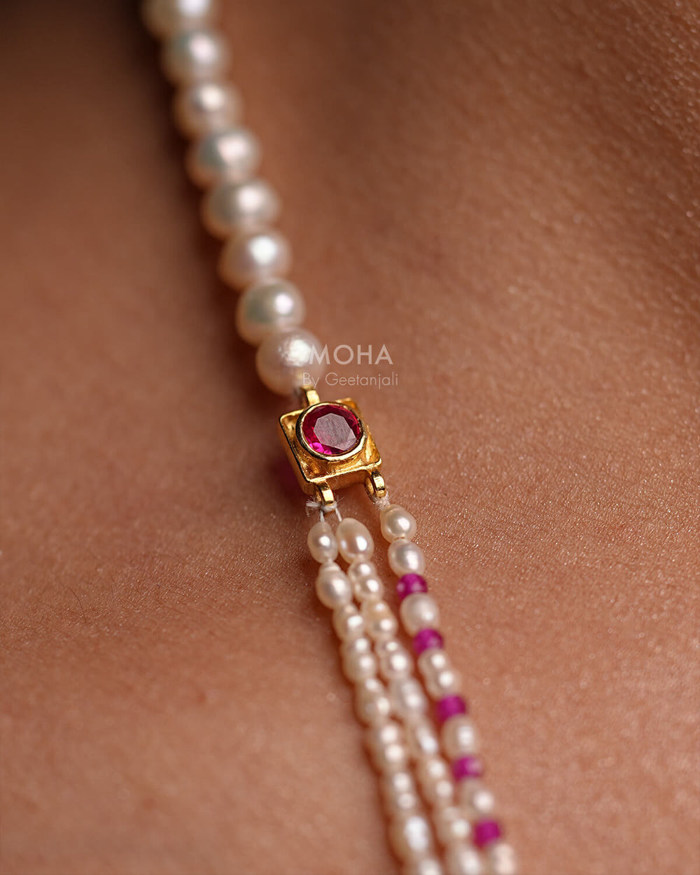 Gulabi Moti Tanmani Necklace by MOHA (Gold Plated)