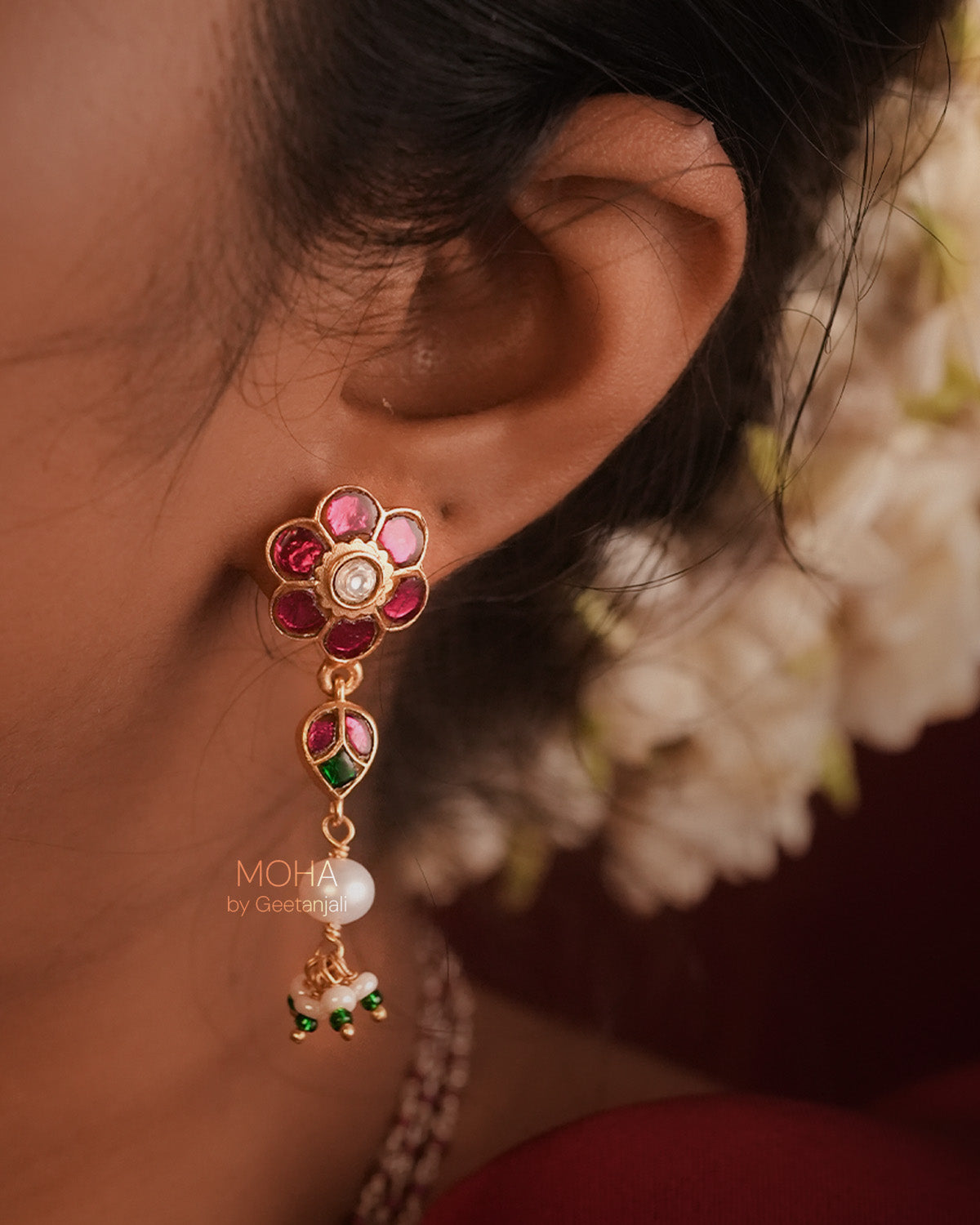 Gulmohar Silver Earrings by MOHA