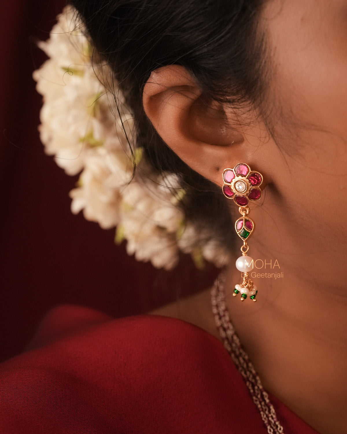 Gulmohar Silver Earrings by MOHA