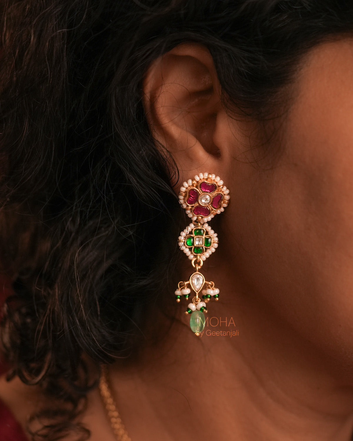Gulzaar Polki Silver Earrings by MOHA