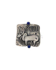 Harappa Vrishabh Bull Seal  Silver Finger Ring (Lapis Lazuli) by MOHA