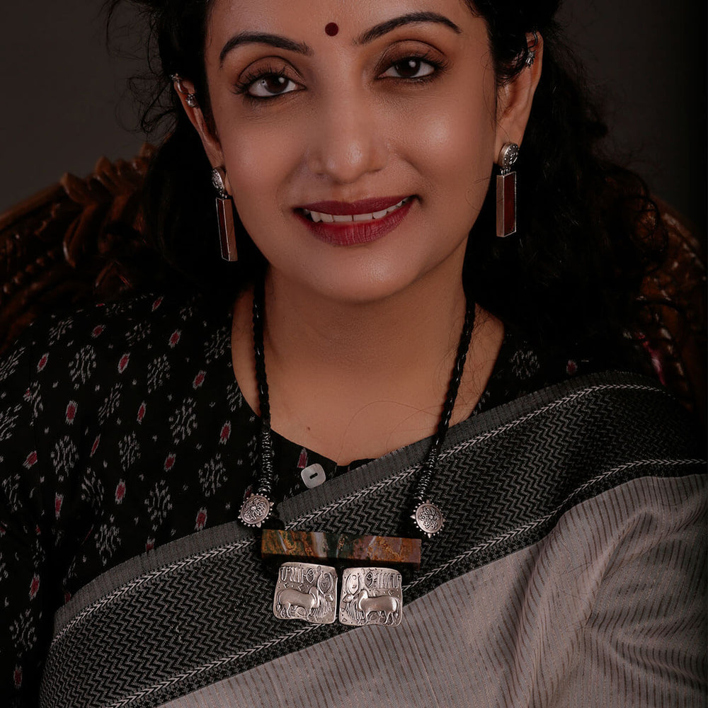 harappa vrishabh bull seal pendant necklace black thread by moha