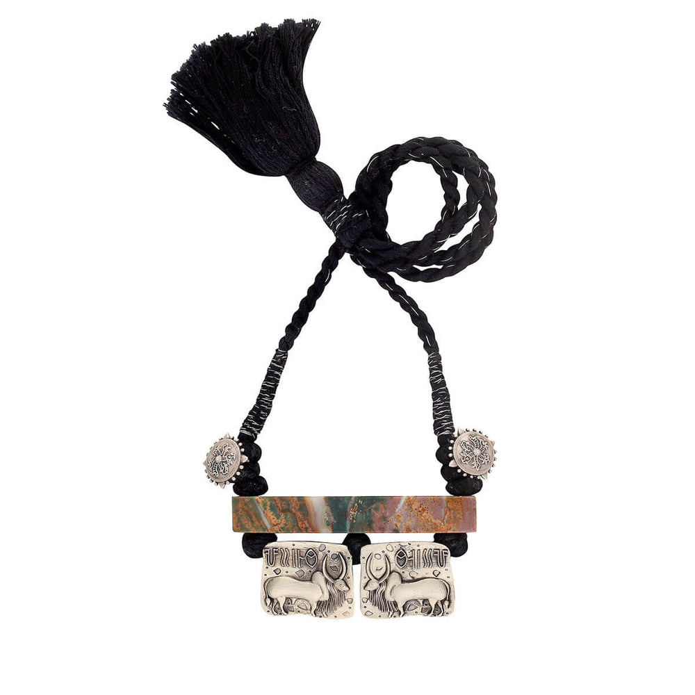 harappa vrishabh bull seal pendant necklace black thread by moha