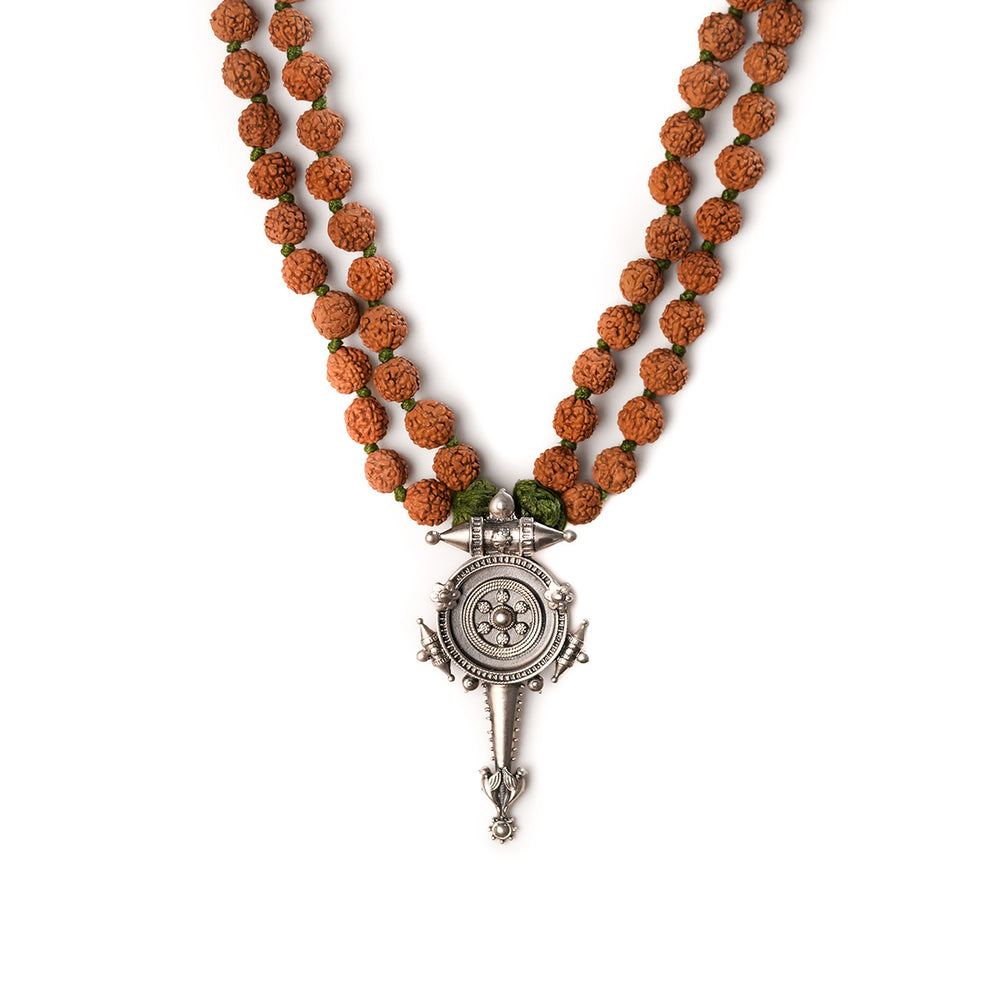 hingora pendant necklace with rudraksha by moha