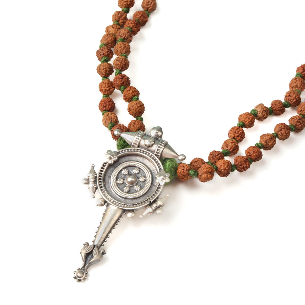 hingora pendant necklace with rudraksha by moha