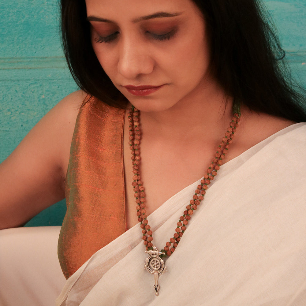 hingora pendant necklace with rudraksha by moha