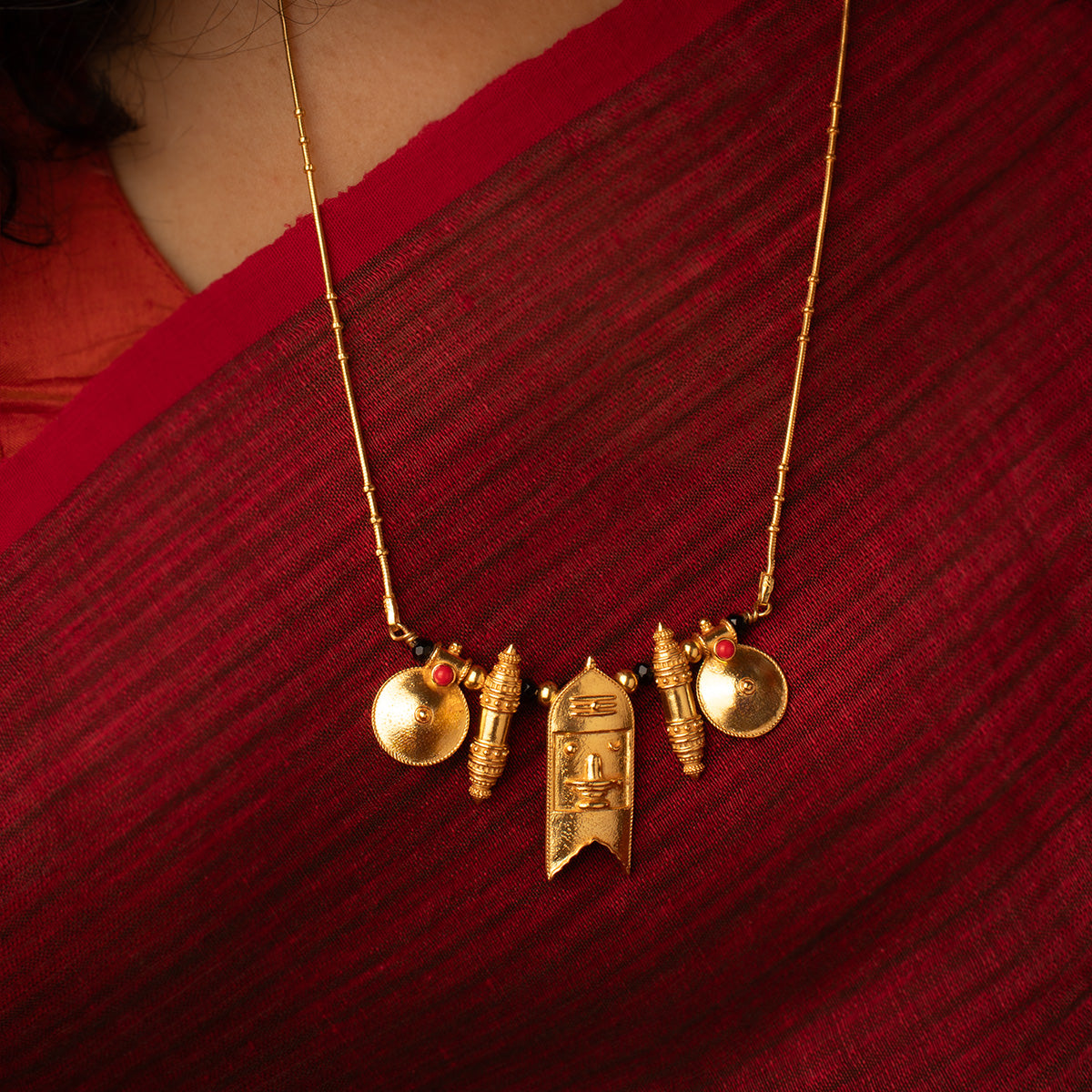 Shakti Silver Taali Chain [Gold Plated] by MOHA