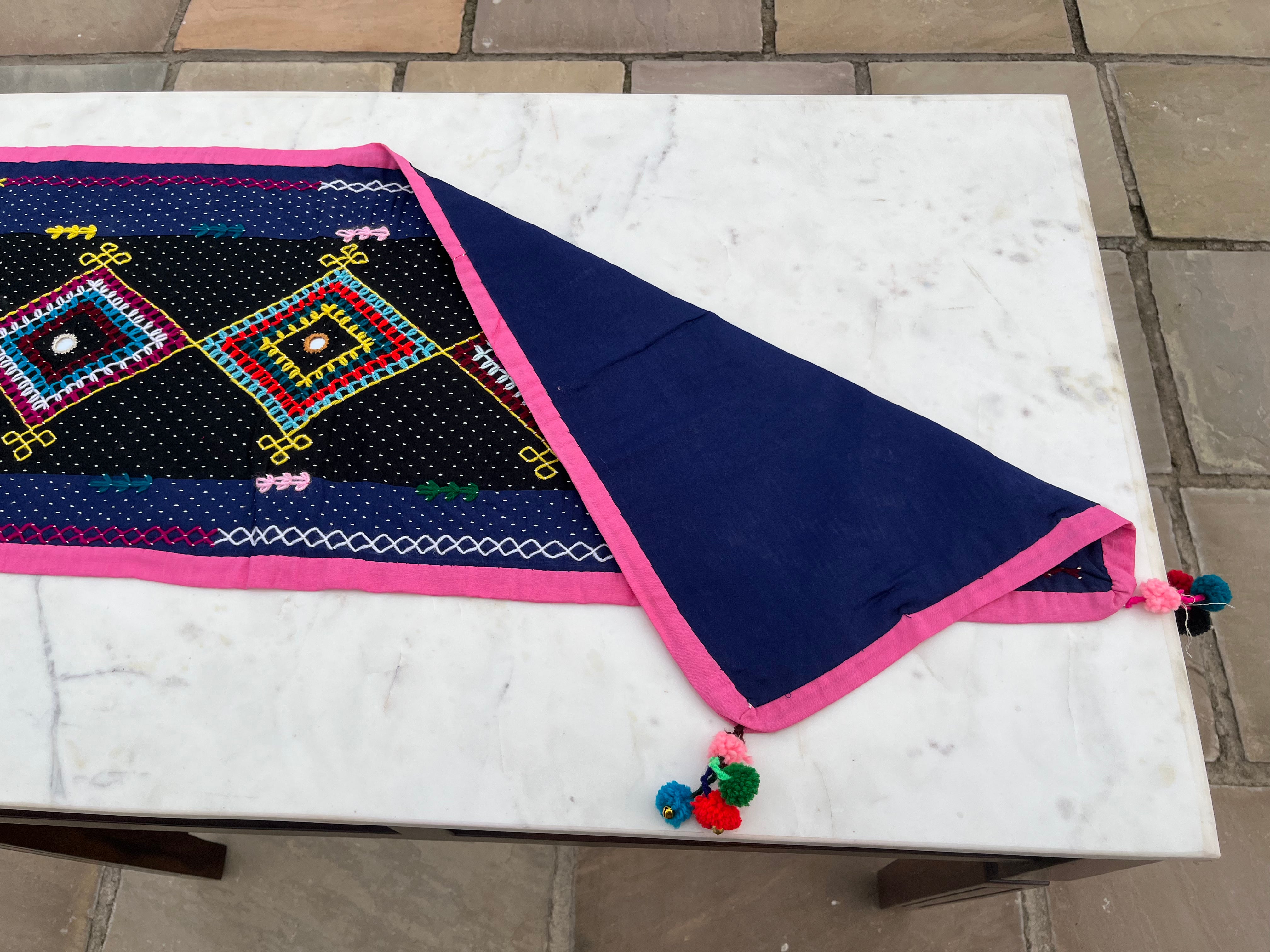 Kalpruksh Table Runner (Blue-Pink) by Kalbelia