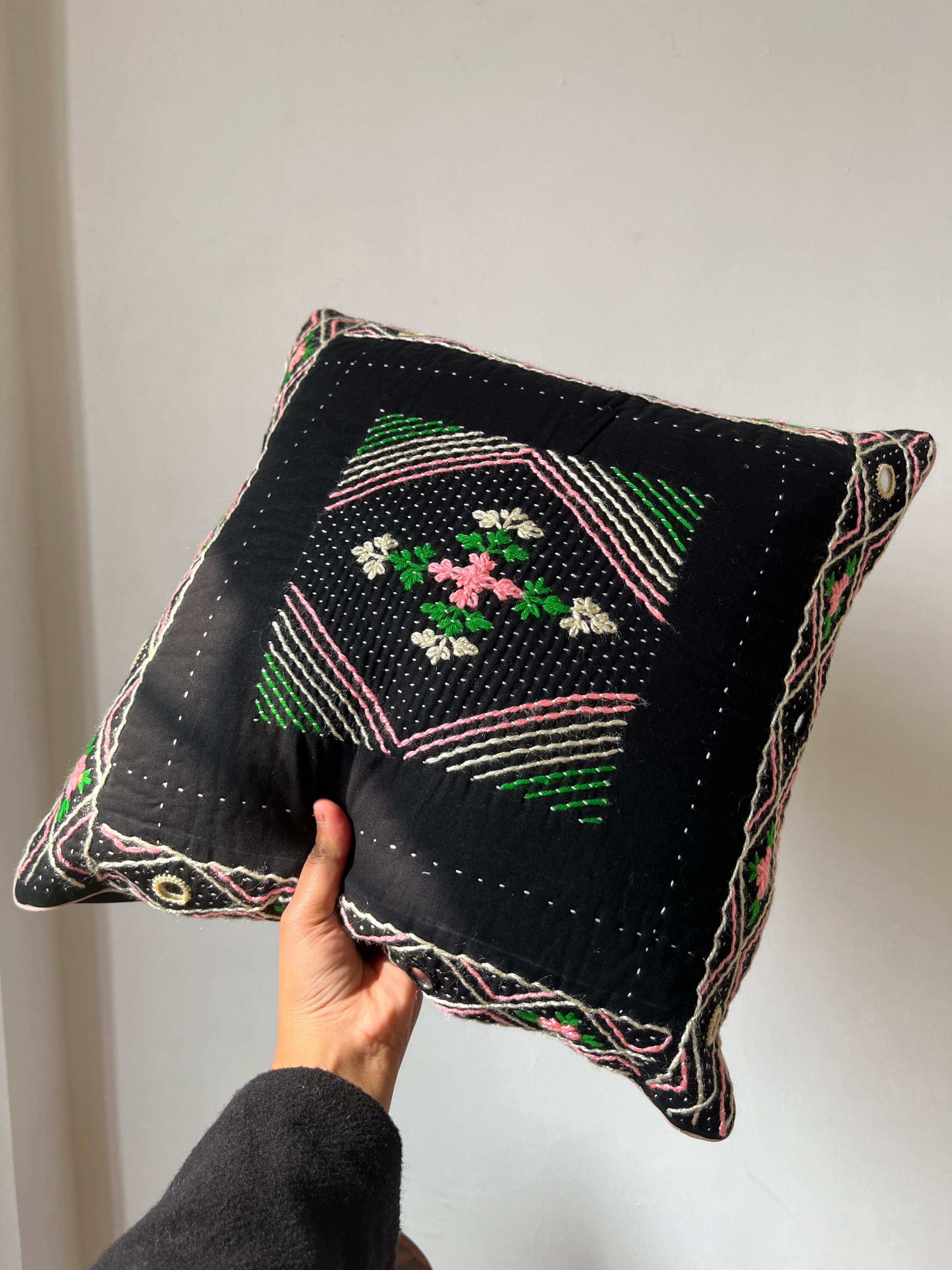 Dwip cushion Cover (Black) by Kalbelia