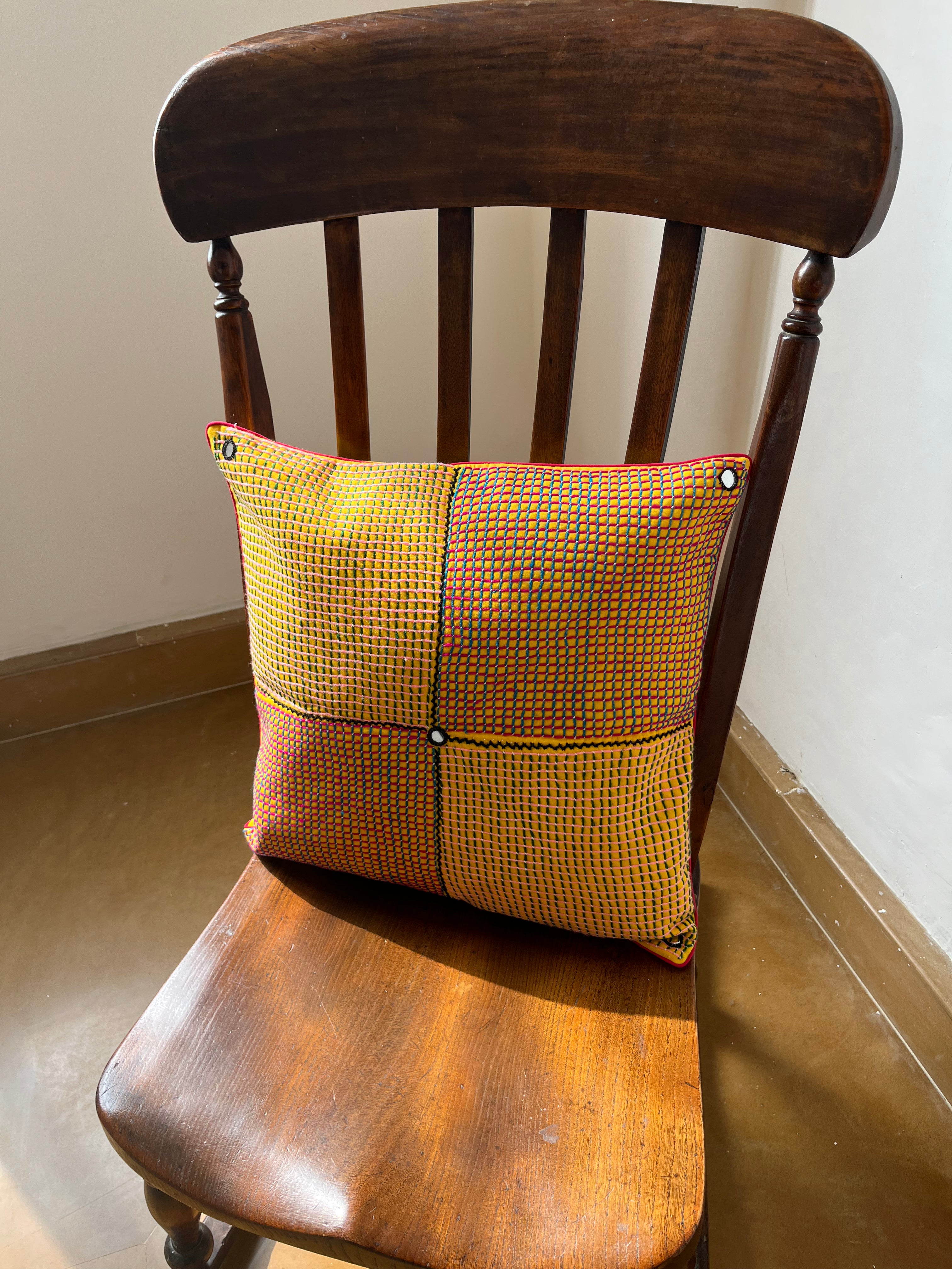 Doda Taga cushion Cover (Yellow) by Kalbelia