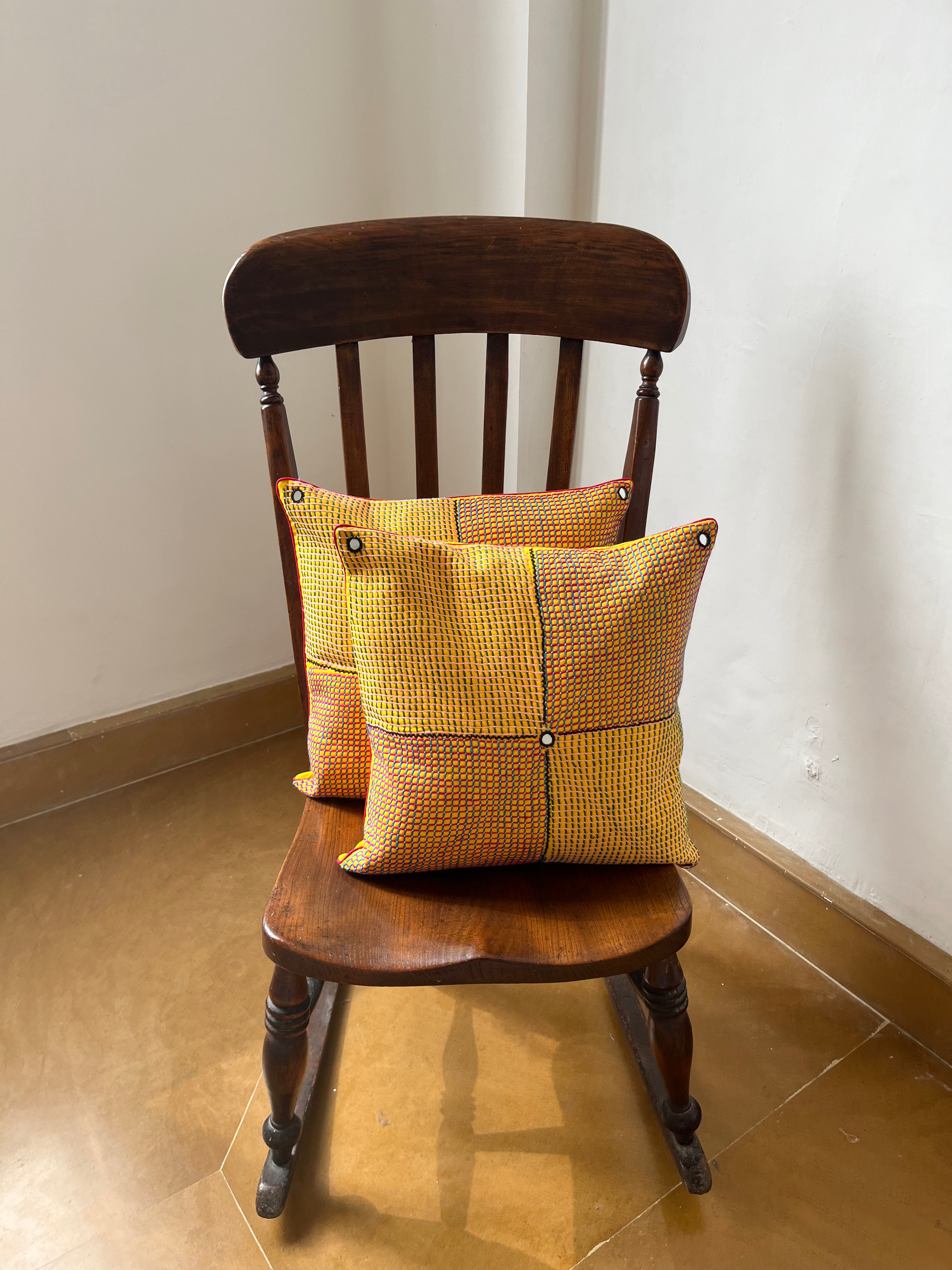 Doda Taga cushion Cover (Yellow) by Kalbelia